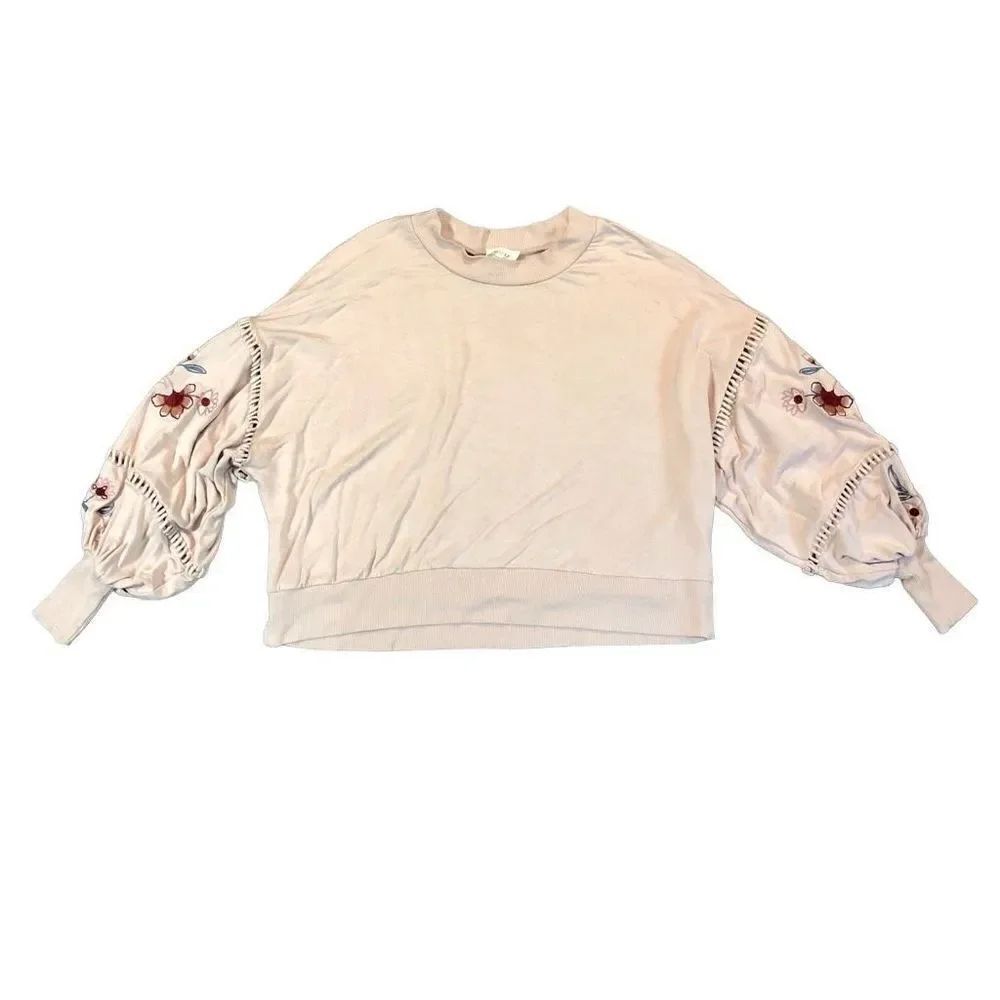 Harper Heritage Blush Pink Balloon Sleeves With Embroidery Flowers Small